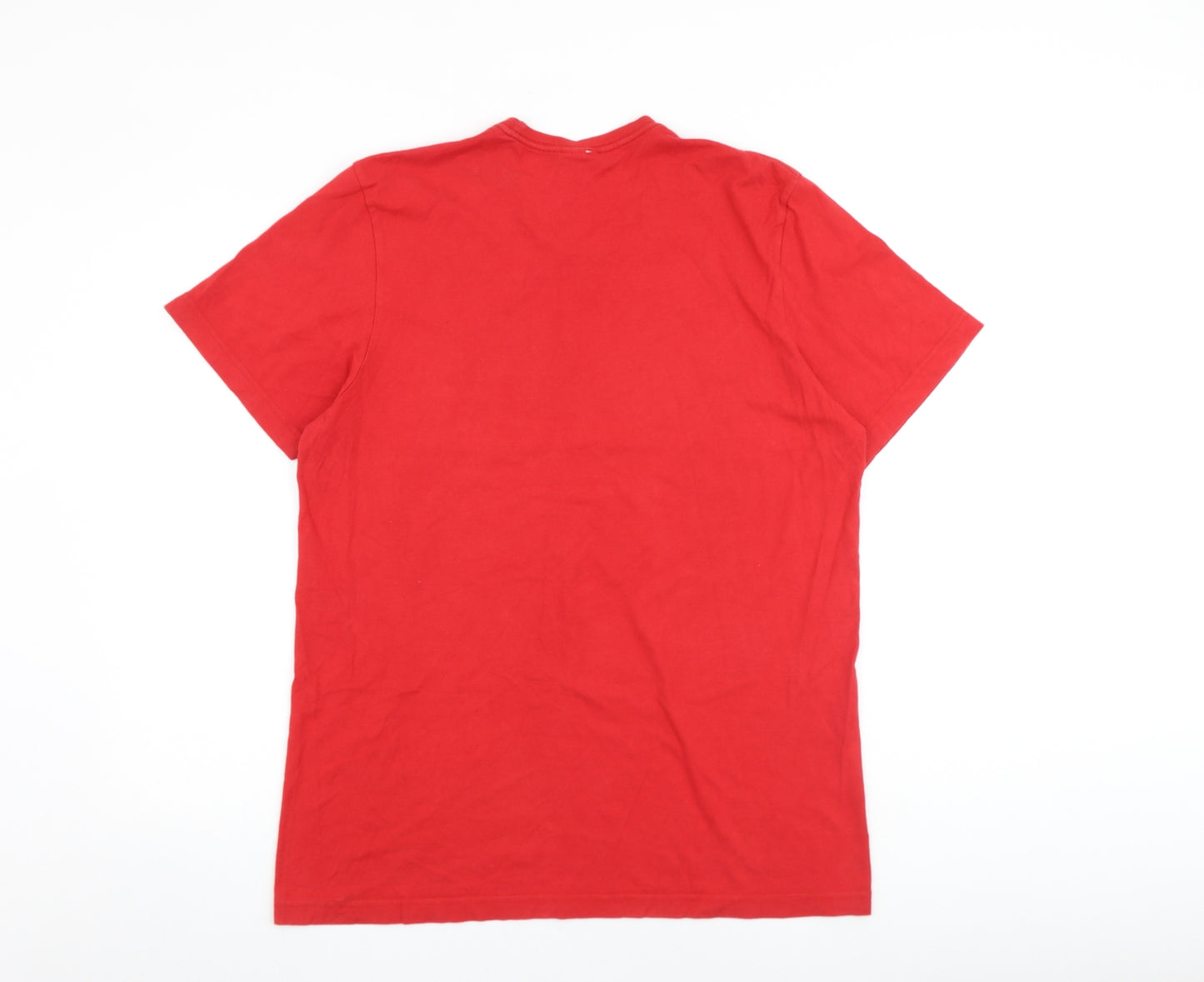 adidas Mens Red Cotton T-Shirt Size L Round Neck