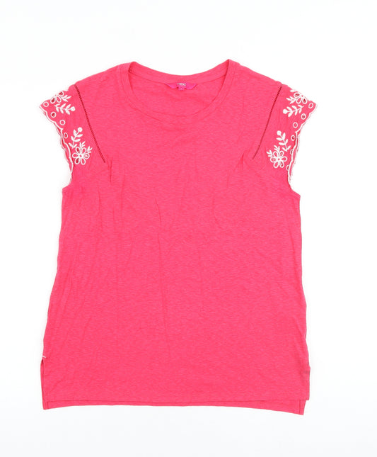 NEXT Womens Pink Cotton Basic T-Shirt Size 8 Crew Neck