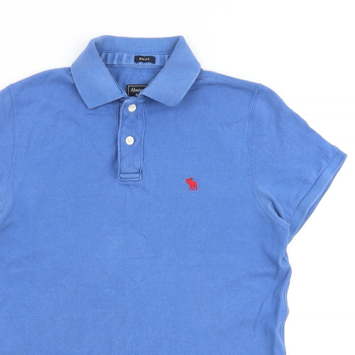 Abercrombie & Fitch Mens Blue 100% Cotton Polo Size M Collared Button