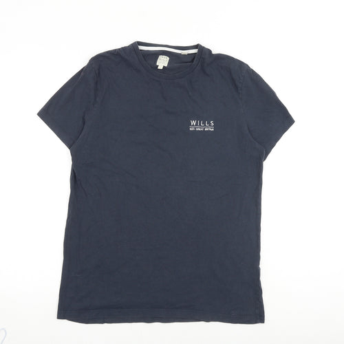 Jack Wills Mens Blue Cotton T-Shirt Size S Round Neck
