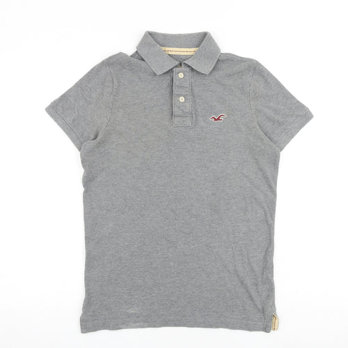 Hollister Mens Grey 100% Cotton Polo Size S Collared Button