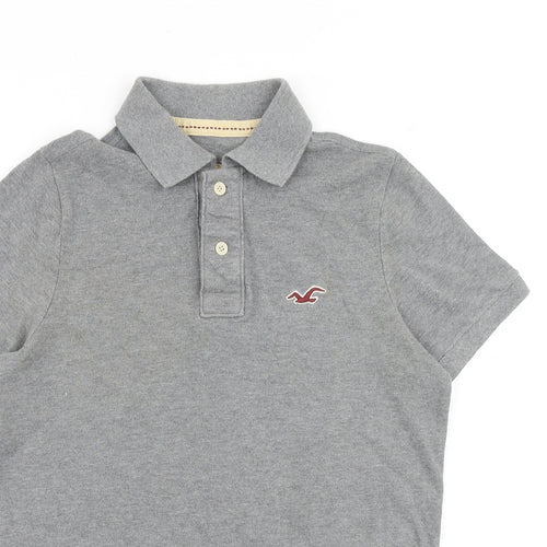 Hollister Mens Grey 100% Cotton Polo Size S Collared Button