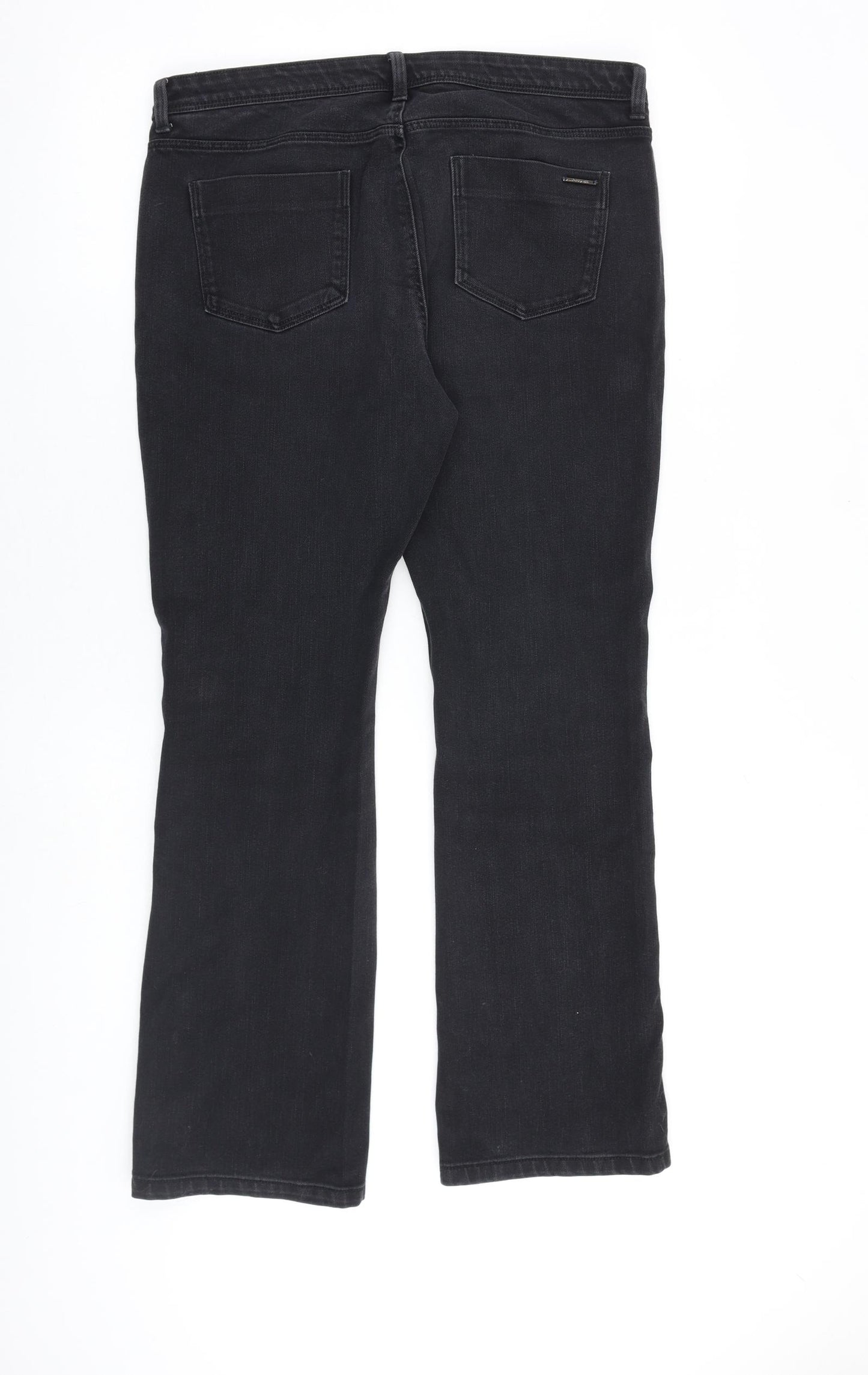Marks and Spencer Womens Black Cotton Bootcut Jeans Size 14 L30 in Regular Zip