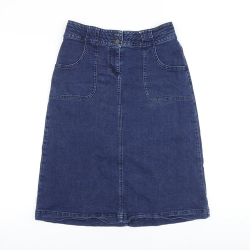 Blue73 Womens Blue Cotton A-Line Skirt Size 10 Zip