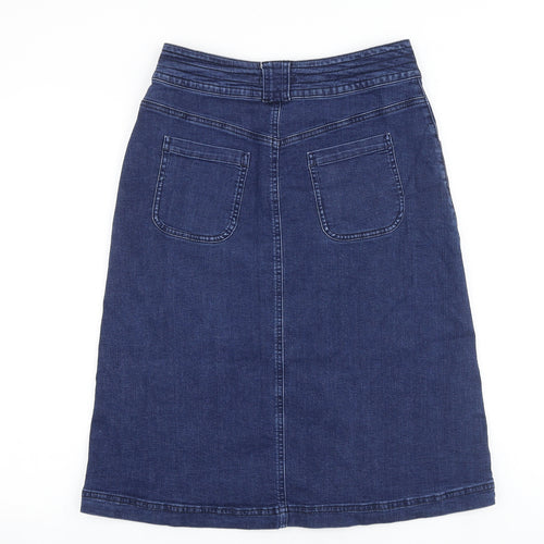 Blue73 Womens Blue Cotton A-Line Skirt Size 10 Zip