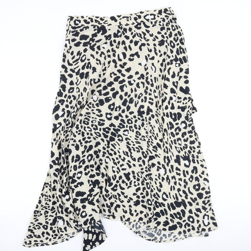 Marks and Spencer Womens Multicoloured Animal Print Viscose Swing Skirt Size 14 Zip - Leopard pattern