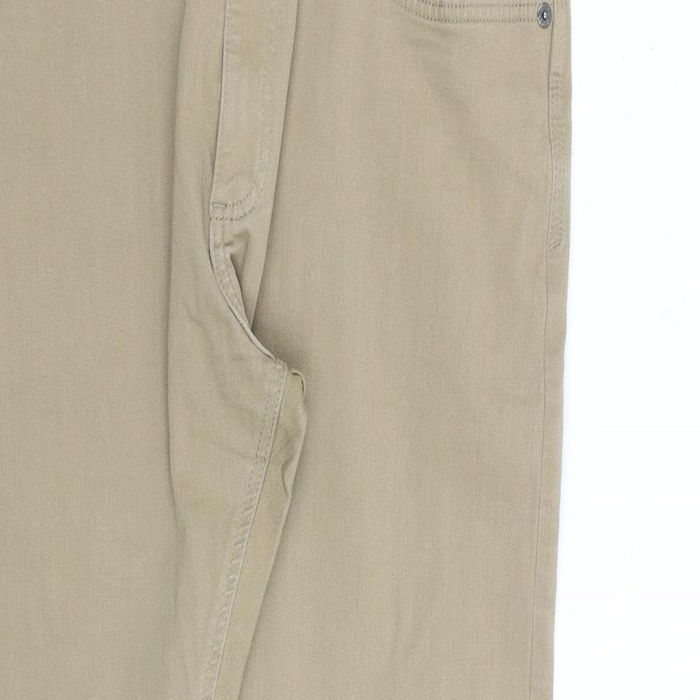 Marks and Spencer Mens Beige Cotton Tapered Jeans Size 36 in L29 in Slim Zip