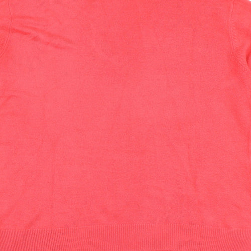 Marks and Spencer Womens Pink V-Neck Acrylic Pullover Jumper Size 12