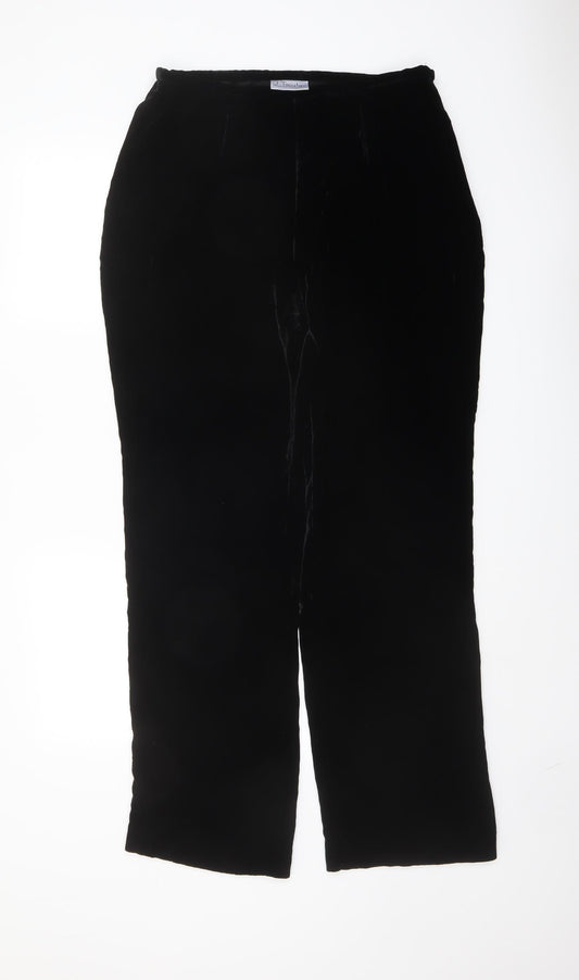 J.Taylor Womens Black Viscose Trousers Size 14 L29 in Regular Zip