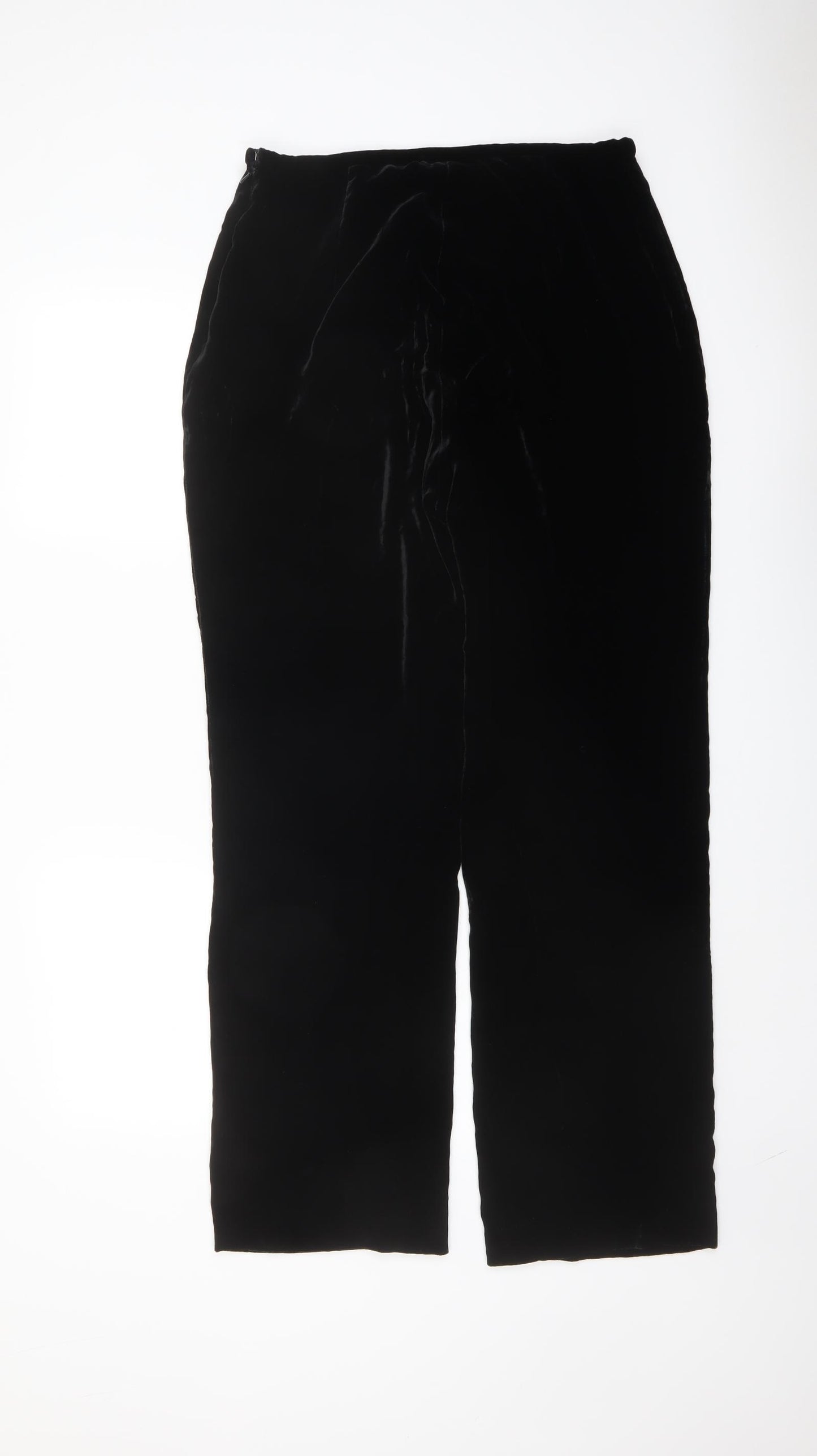 J.Taylor Womens Black Viscose Trousers Size 14 L29 in Regular Zip