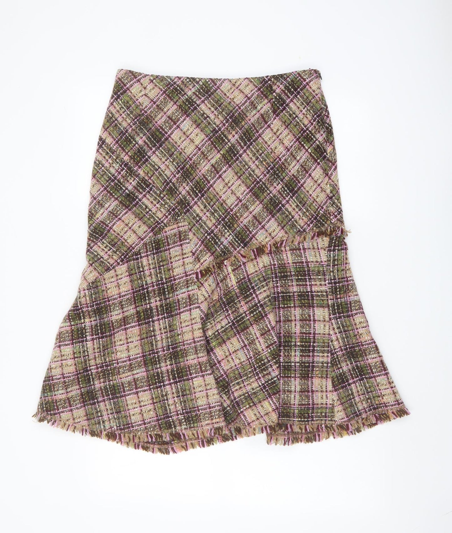 Olsen Womens Multicoloured Plaid Wool Swing Skirt Size 14 Zip