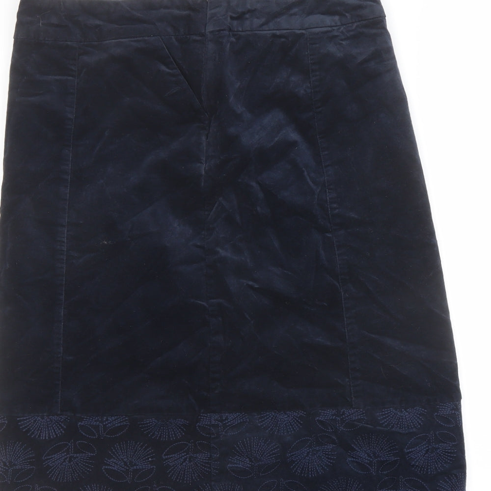 White Stuff Womens Blue Cotton A-Line Skirt Size 10 Zip