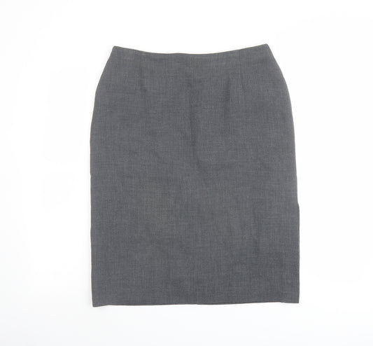 Marks and Spencer Womens Grey Polyester Straight & Pencil Skirt Size 12 Zip
