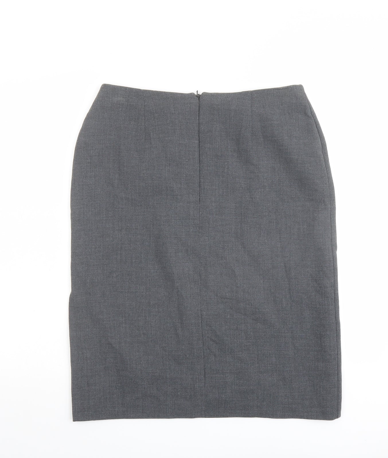 Marks and Spencer Womens Grey Polyester Straight & Pencil Skirt Size 12 Zip