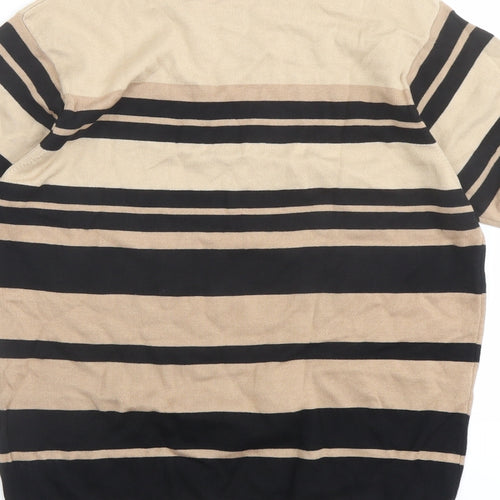 NEXT Womens Beige Round Neck Striped Cotton Pullover Jumper Size 14