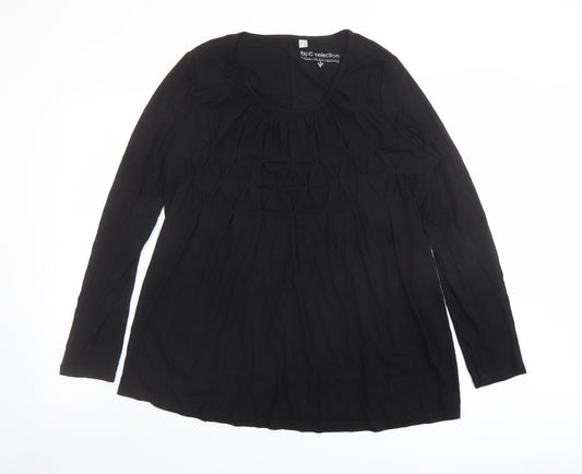 bonprix Womens Black Polyester Basic T-Shirt Size L Round Neck - Front Detail