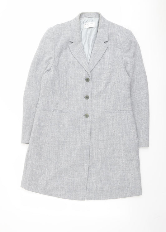 Precis Womens Grey Overcoat Coat Size 14 Button