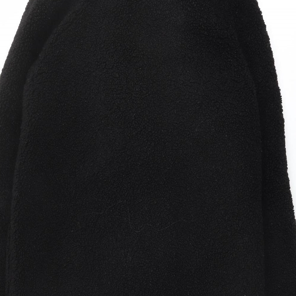 New Look Womens Black Overcoat Coat Size 10 Button - Teddy Bear Style