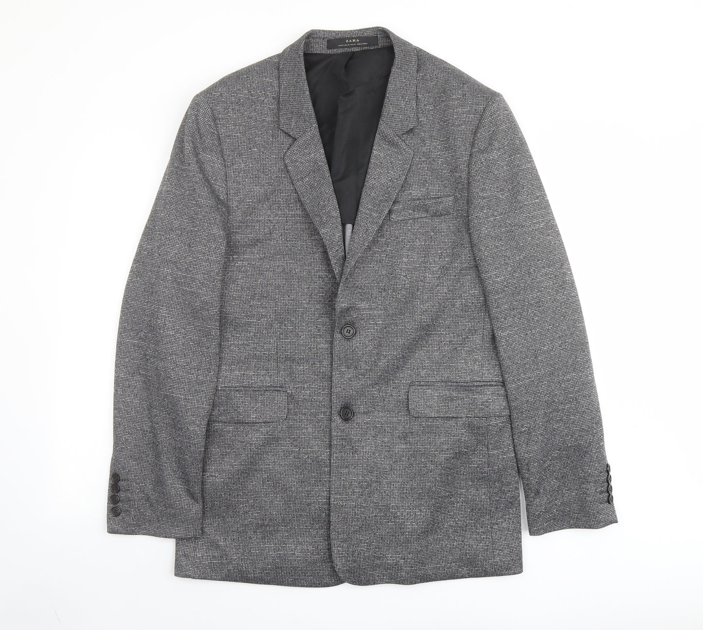 Zara Mens Grey Polyester Jacket Suit Jacket Size 42 Regular
