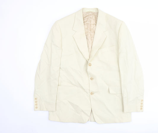 Boden Mens Ivory Cotton Jacket Suit Jacket Size 42 Regular
