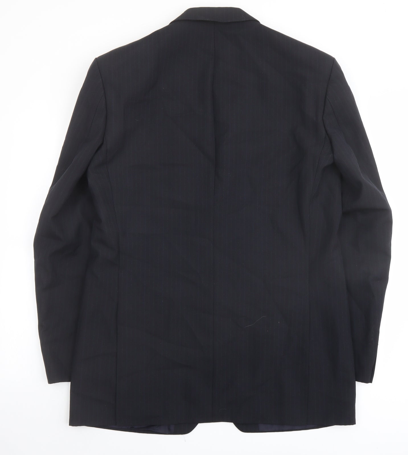 Marks and Spencer Mens Blue Striped Polyester Jacket Suit Jacket Size 40 Regular