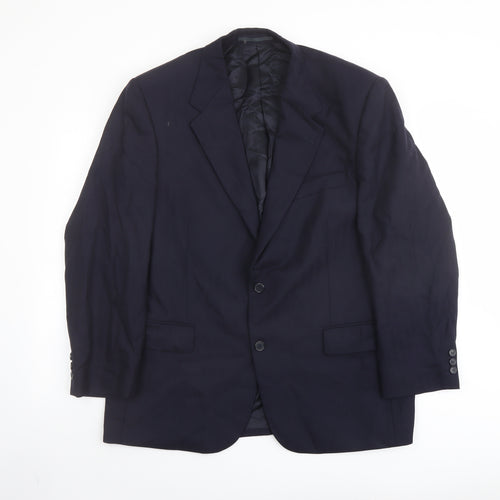 Alfred Brown Mens Blue Wool Jacket Suit Jacket Size 46 Regular