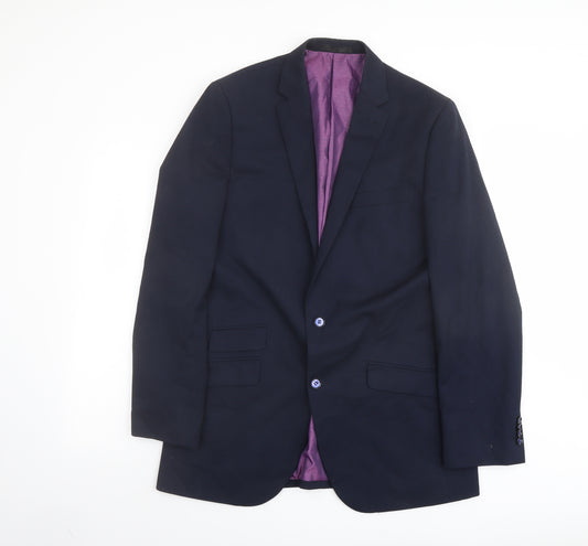 Greenwoods Mens Blue Polyester Jacket Suit Jacket Size 40 Regular