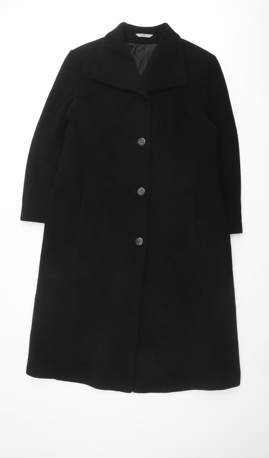 Marks and Spencer Womens Black Overcoat Coat Size 14 Button