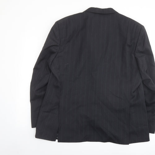 Varteks Mens Grey Striped Polyester Jacket Suit Jacket Size 48 Regular