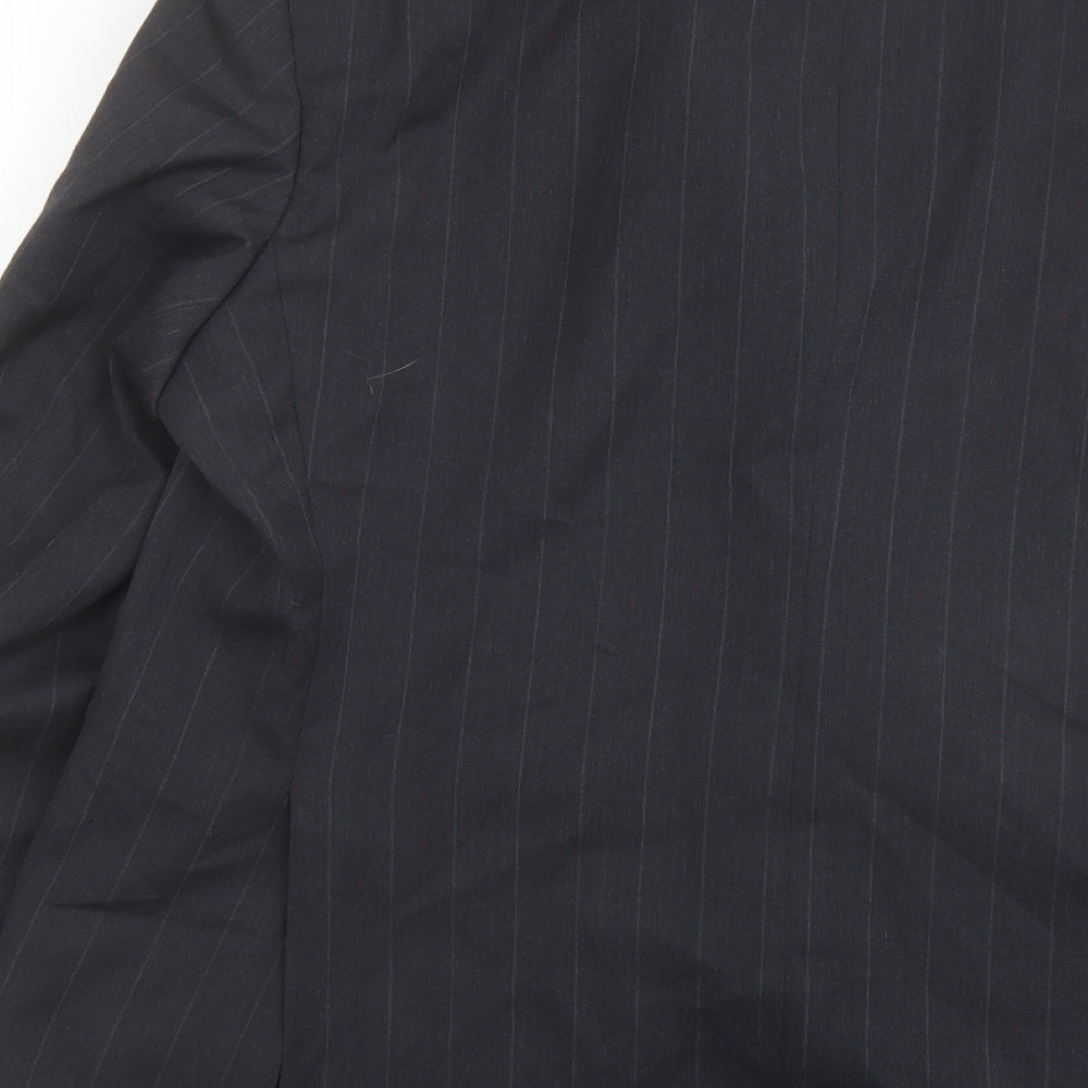 Varteks Mens Grey Striped Polyester Jacket Suit Jacket Size 48 Regular