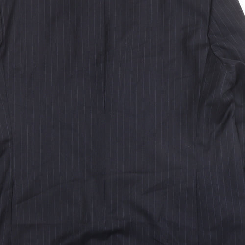 Marks and Spencer Mens Blue Striped Wool Jacket Suit Jacket Size 48 Regular