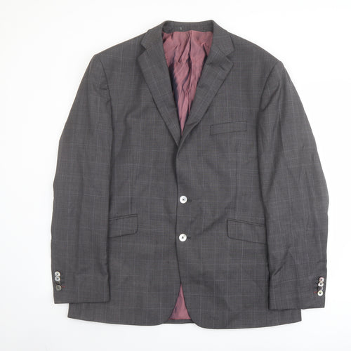 Norton Towndend Mens Grey Check Polyester Jacket Suit Jacket Size 46 Regular
