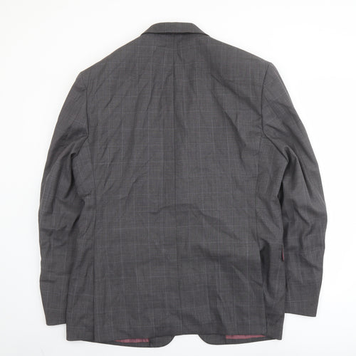 Norton Towndend Mens Grey Check Polyester Jacket Suit Jacket Size 46 Regular