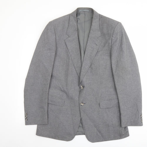 Austin Reed Mens Grey Striped Polyester Jacket Suit Jacket Size 42 Regular