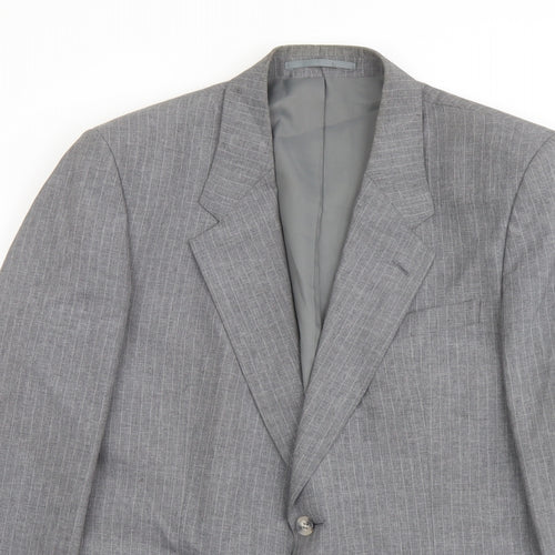 Austin Reed Mens Grey Striped Polyester Jacket Suit Jacket Size 42 Regular