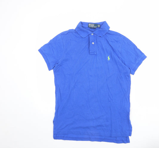 Polo Ralph Lauren Mens Blue 100% Cotton Polo Size S Collared Button