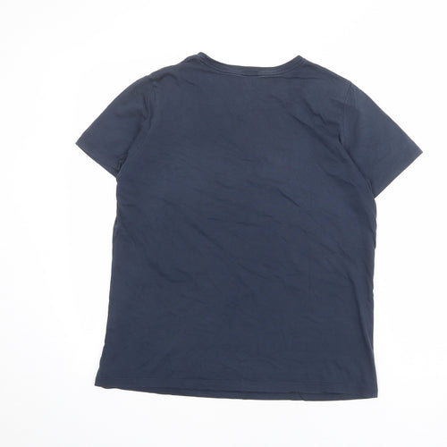 Lands' End Mens Blue Cotton T-Shirt Size S Round Neck