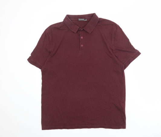 ASOS Mens Red 100% Cotton Polo Size L Collared Button