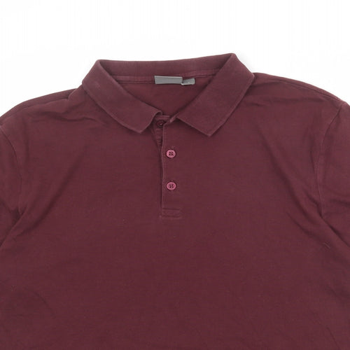 ASOS Mens Red 100% Cotton Polo Size L Collared Button