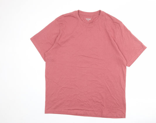 John Lewis Mens Red Cotton T-Shirt Size 2XL Round Neck