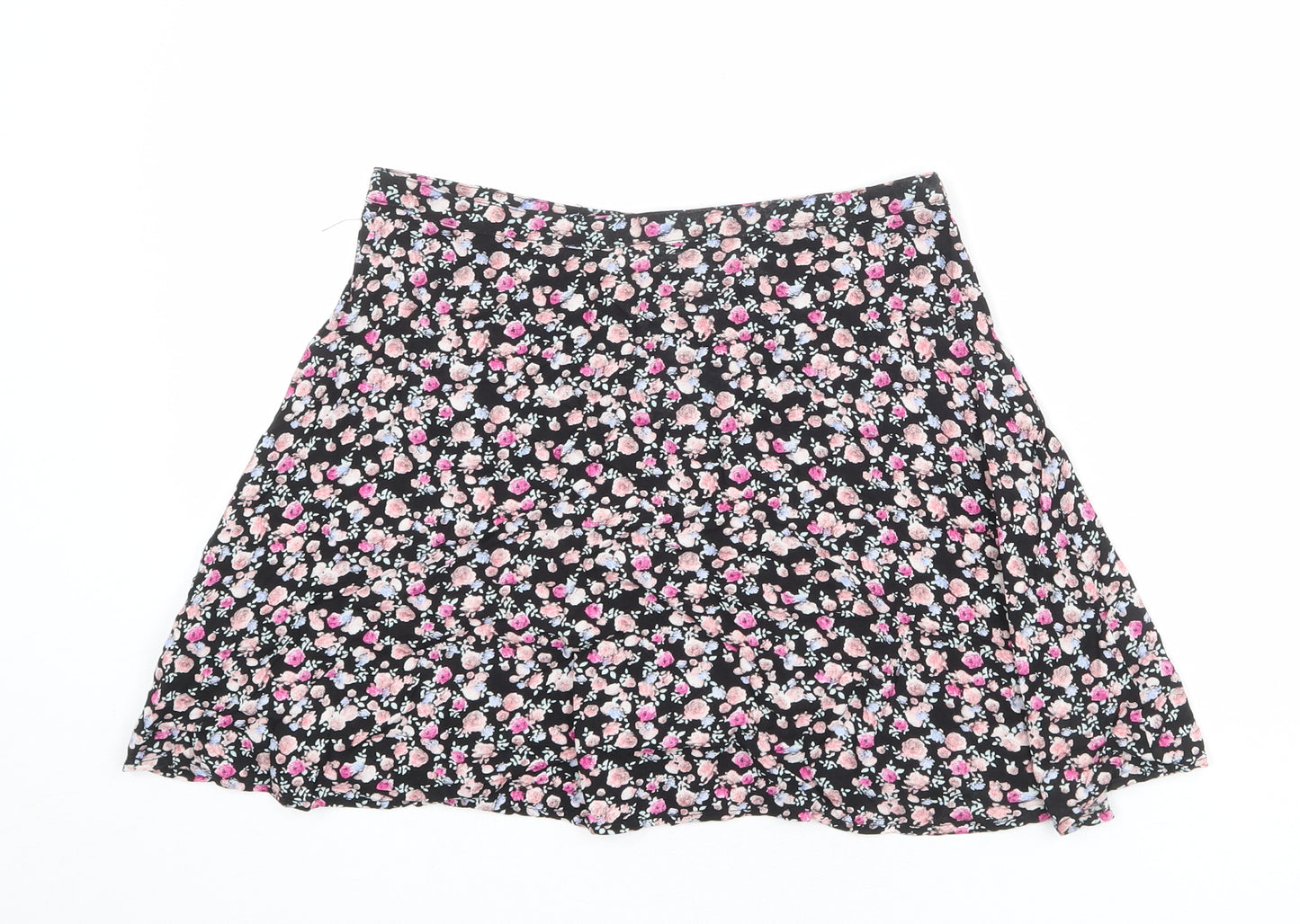 Divided by H&M Womens Multicoloured Floral Viscose Mini Skirt Size 12 Button