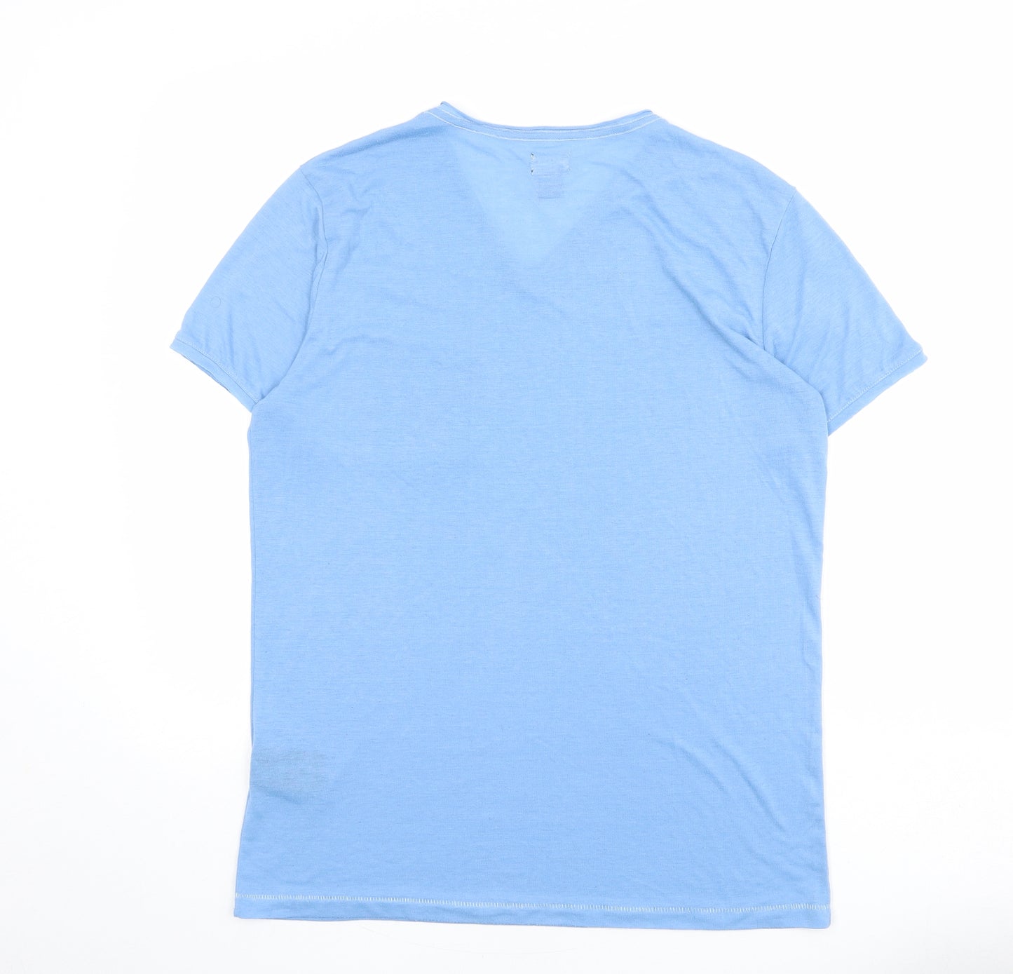 H&M Mens Blue Polyester T-Shirt Size M V-Neck