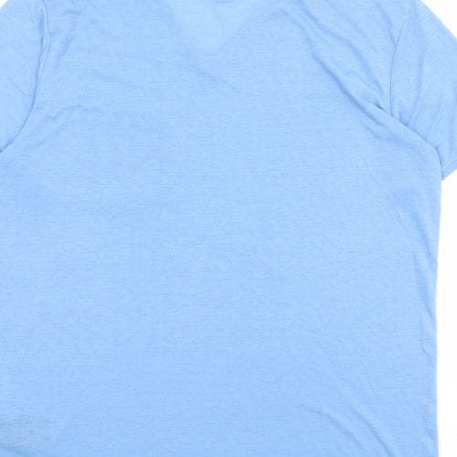 H&M Mens Blue Polyester T-Shirt Size M V-Neck