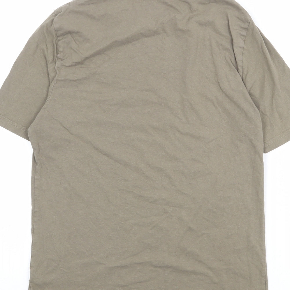 Marks and Spencer Mens Brown Cotton T-Shirt Size S Round Neck