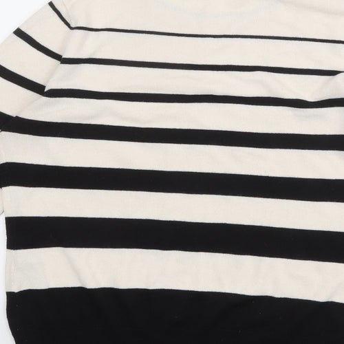 Very Womens Ivory Round Neck Striped Acrylic Pullover Jumper Size 12