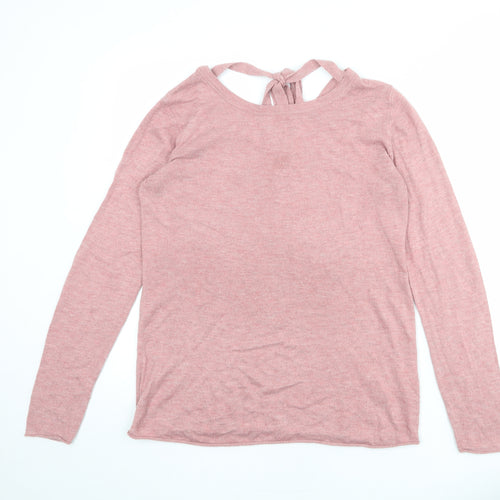 H&M Womens Pink Round Neck Acrylic Pullover Jumper Size S