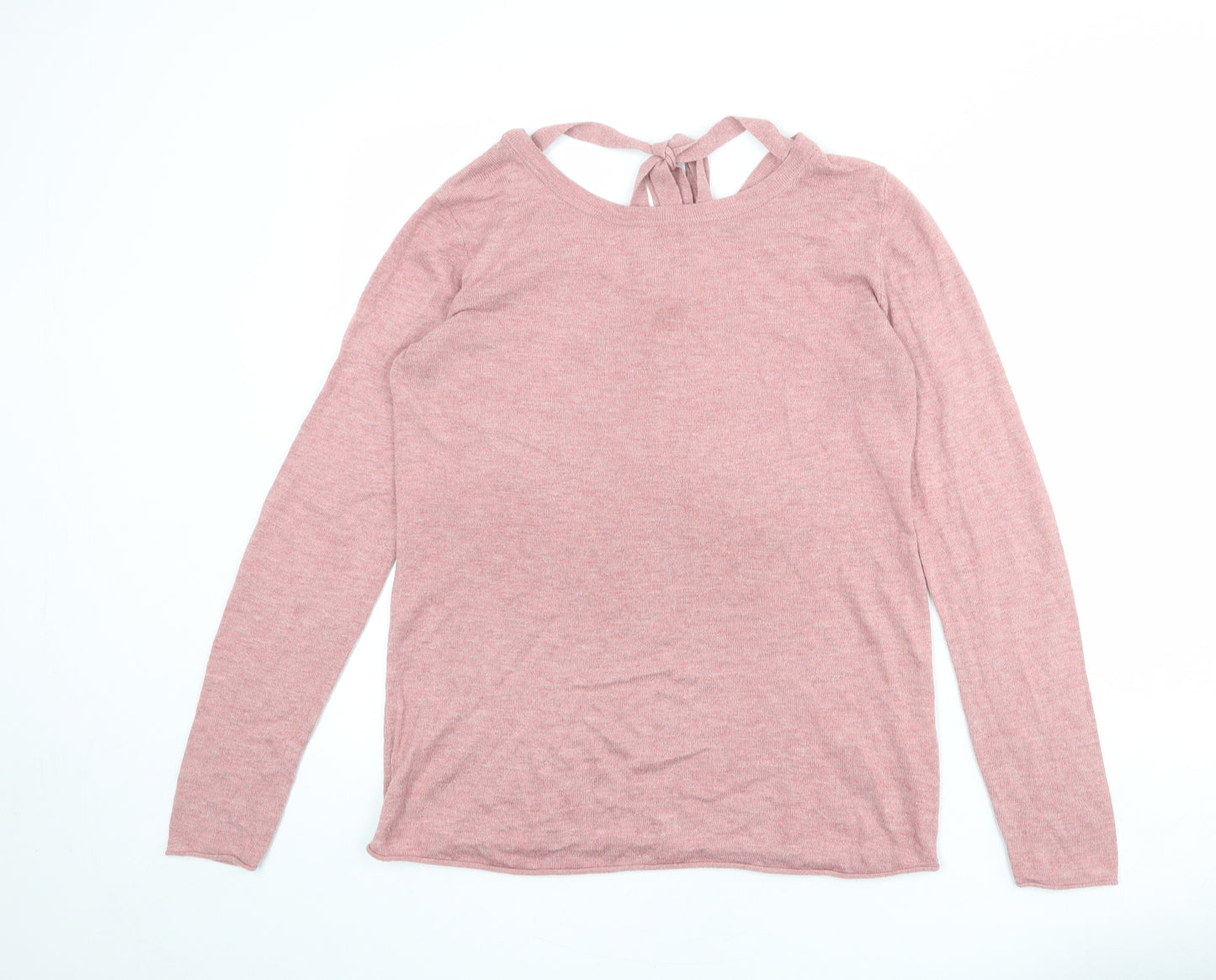 H&M Womens Pink Round Neck Acrylic Pullover Jumper Size S