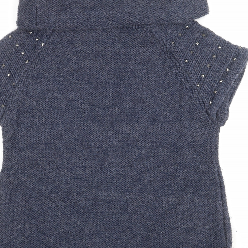 Mint Velvet Womens Blue Roll Neck Acrylic Pullover Jumper Size 10