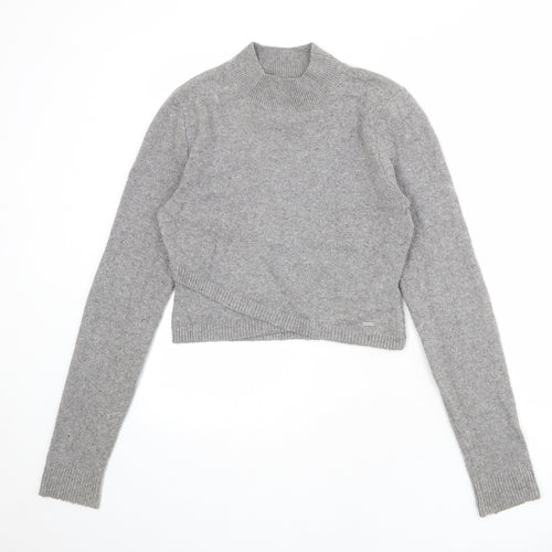 Hollister Womens Grey High Neck Cotton Pullover Jumper Size M