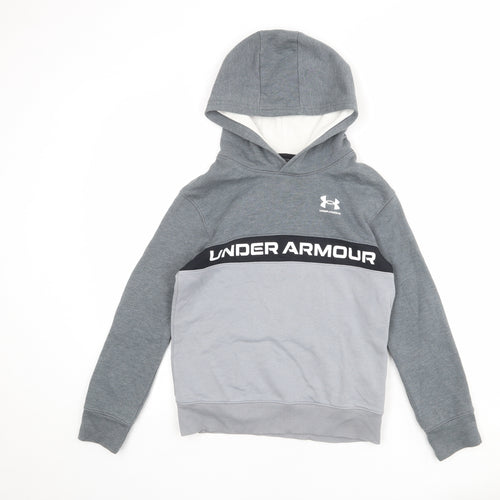 Under armour Boys Grey Cotton Pullover Hoodie Size M Pullover